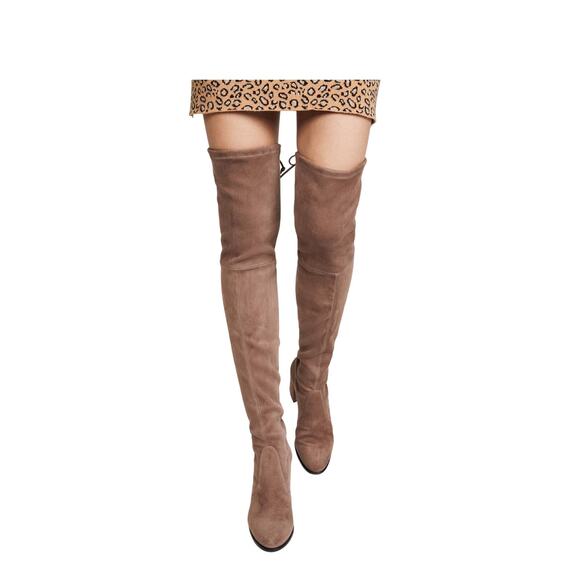 NIB Stuart Weitzman Lowland 6.5 Over-The-Knee Boots Brown Taupe Suede Flat $950 - Picture 1 of 8